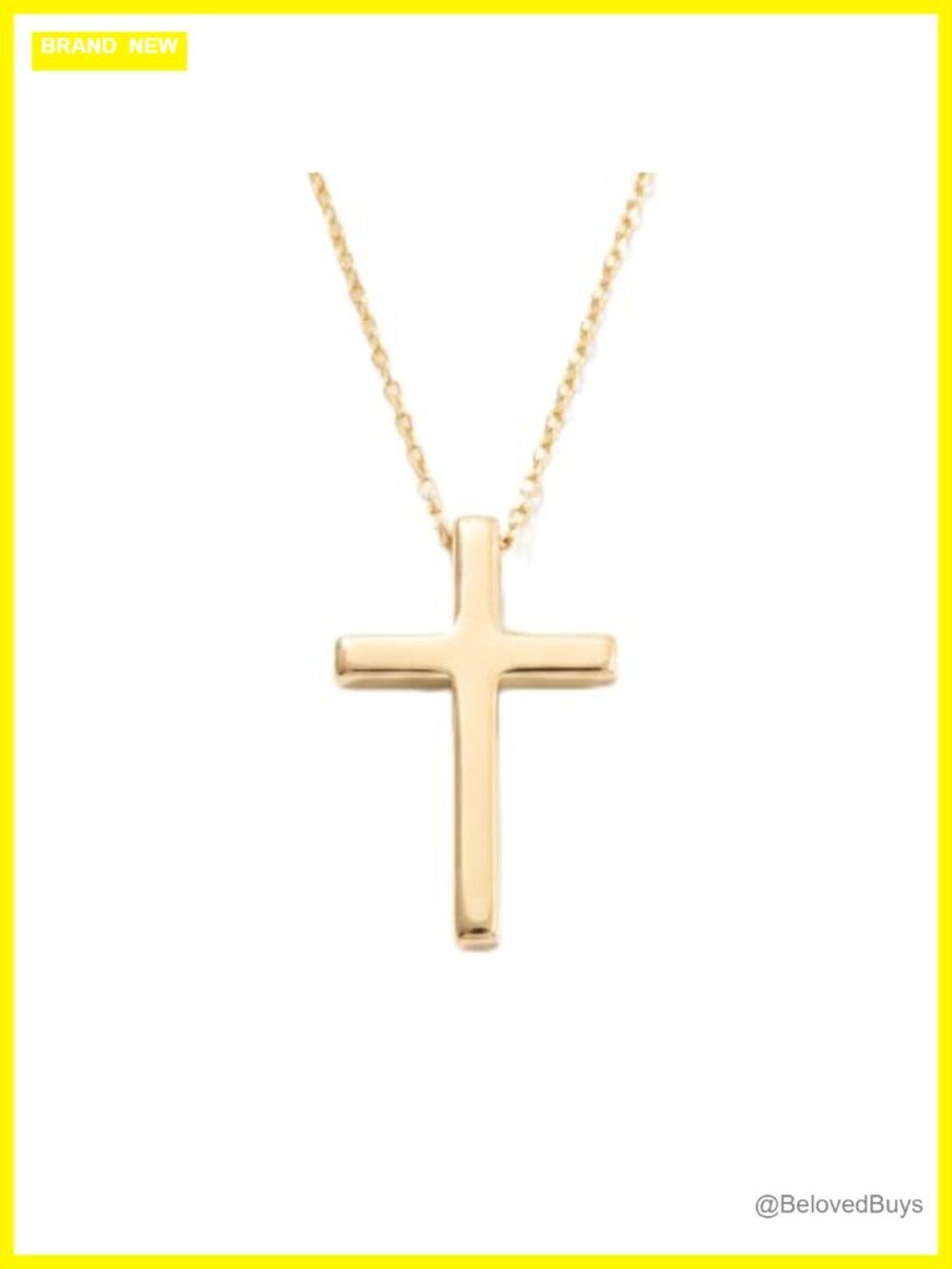 10K Solid Gold Dainty Cross Pendant Necklace 18in Cable Chain Spring Ring